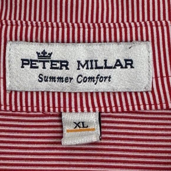 Peter Millar Summer Comfort Golf Polo Short Sleeve Collar Red Stripe Men XL Logo - Picture 6 of 12